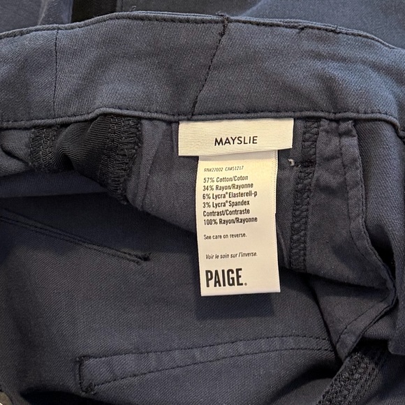 NWT PAIGE Size 28 Mayslie Navy Blue Ankle Crop Midrise Side Stripe Jogger Pants - Picture 10 of 16